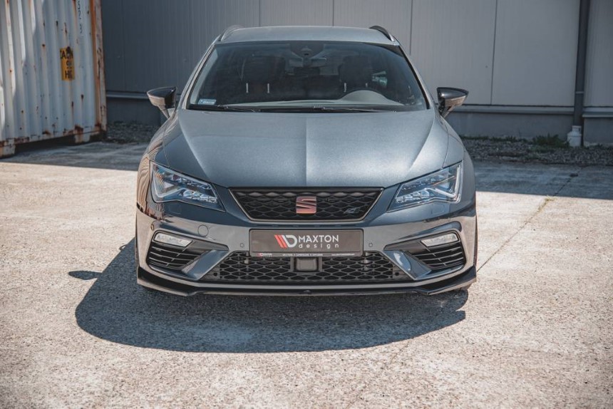 Voorspoiler passend voor Seat Leon FR 5F Maxton Design glans zwart V.7