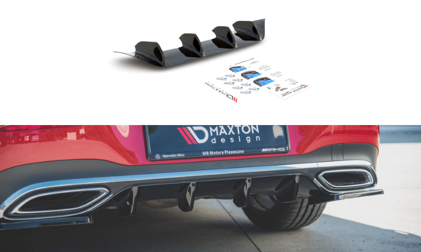 Diffuser passend voor Mercedes CLA AMG-Line X118 Maxton Design glans zwart