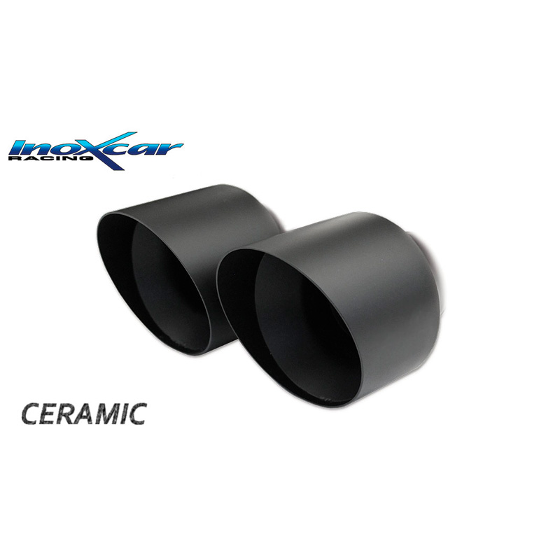 100% RVS Dubbele sportuitlaat  Abarth 695 180pk 2009- 1x100mm Ceramic Black