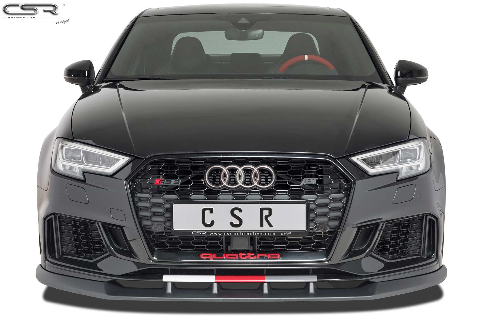 Voorspoiler passend voor Audi RS3 8V Glans Zwart