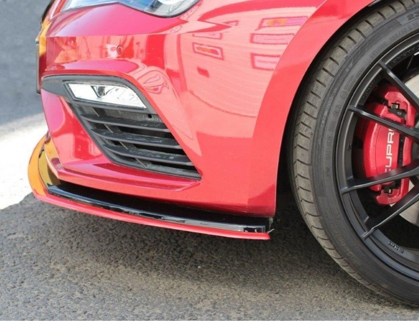 Voorspoiler passend voor Seat Leon FR 5F Maxton Design glans zwart V.3