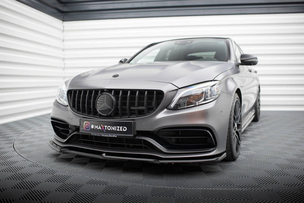 Voorspoiler V.1 Mercedes AMG C63 Sedan / Estate FL Maxton Glans Zwart