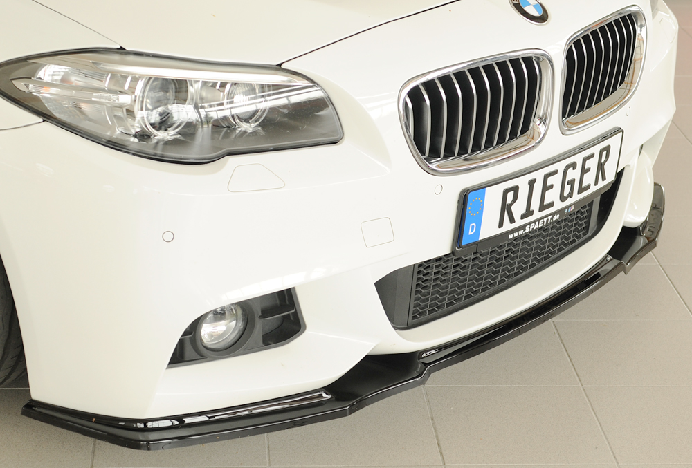 Voorspoiler passend voor BMW 5 Serie F10 M pakket Rieger Glans Zwart