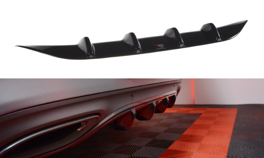 Diffuser passend voor Mercedes C W205 coupé AMG-Line Maxton Design glans zwart