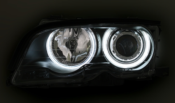 Koplampen passend voor BMW E46 99-01 Coupe/Cabrio CCFL Angel Eyes zwart