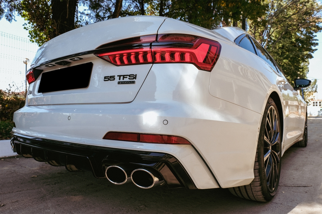 Diffuser passend voor Audi A6 S-Line C8 Zwart incl. sierstukken Zwart