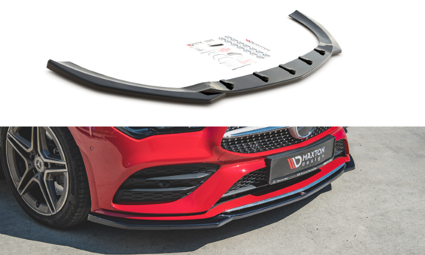 Voorspoiler passend voor Mercedes CLA AMG-Line C118 Maxton Design glans zwart
