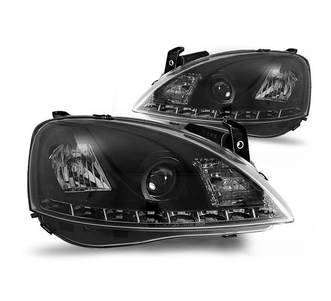 Koplampen Opel CORSA C 00-06 DRL-Look Zwart