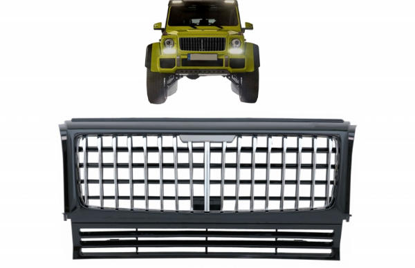 Grill passend voor Mercedes W463 G-Klasse 90-14 GT-R Panamericana Design Piano Zwart/Chroom