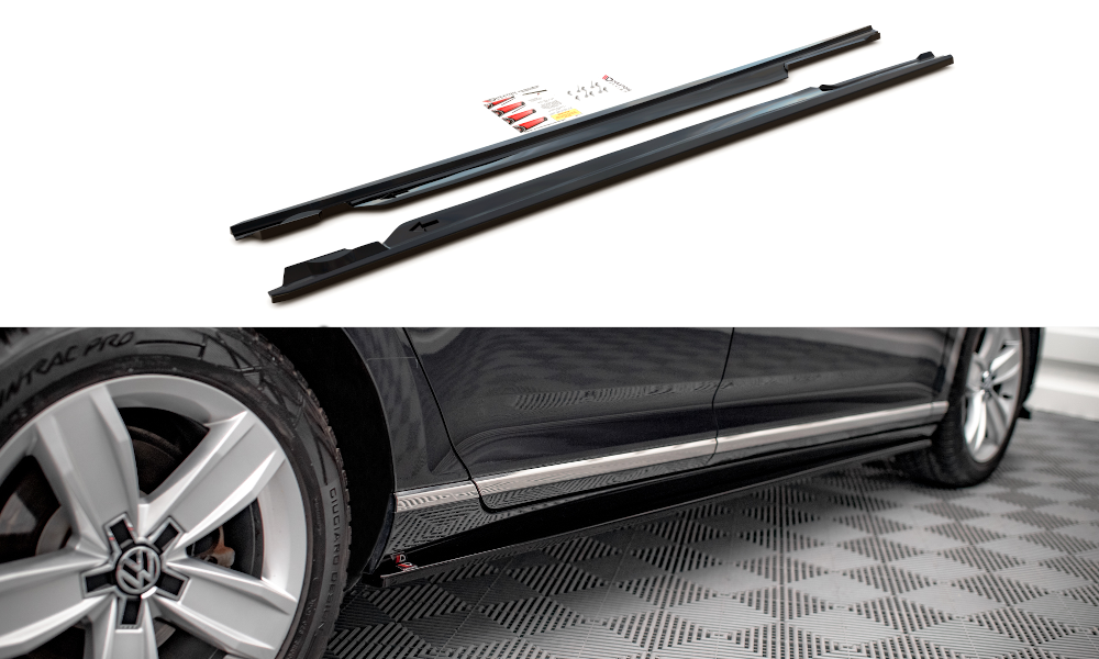 Zijskirts passend voor VW Passat B8 FL Maxton Glans Zwart
