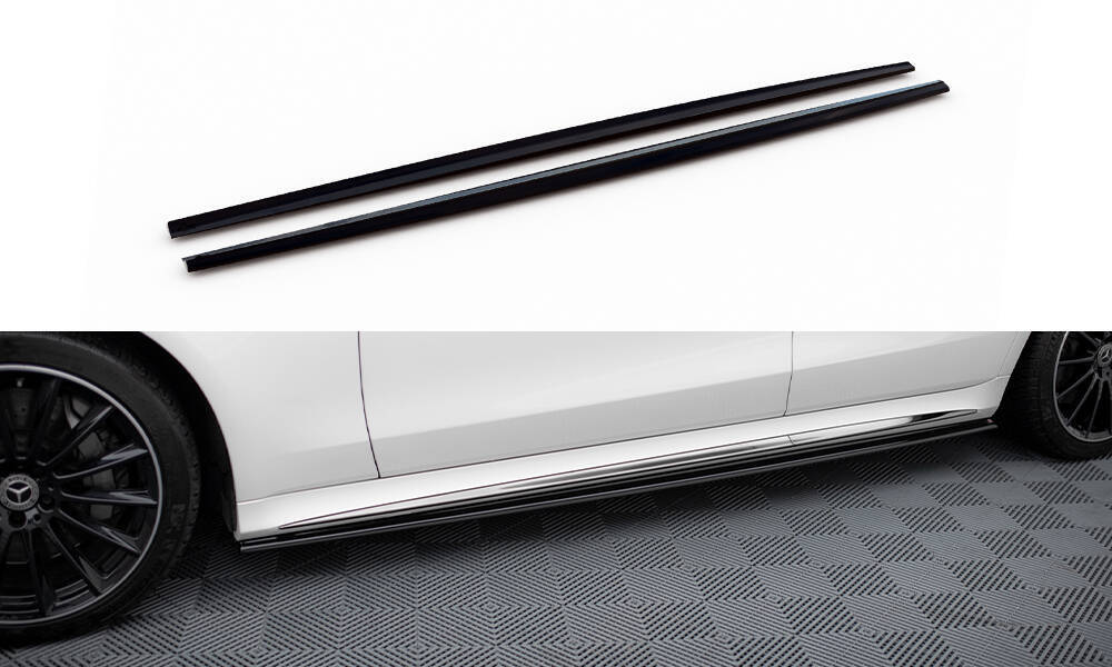 Zijskirts passend voor Mercedes S Klasse W223 AMG Pakket Maxton Glans Zwart
