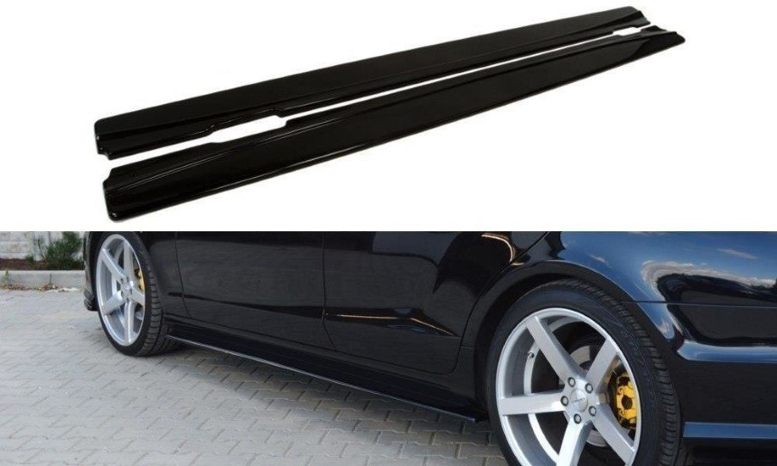 Zijskirts passend voor Mercedes CLS W218 AMG-Line Maxton Design glans zwart