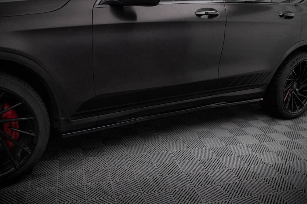 Zijskirts passend voor Mercedes GLC AMG Pakket X253 Maxton Glans Zwart