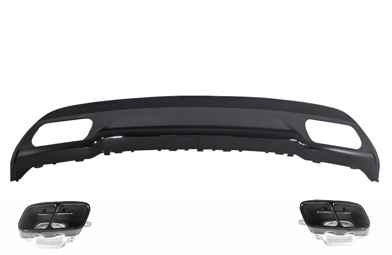 Diffuser passend voor Mercedes W176 A45 AMG Sport Line Zwart