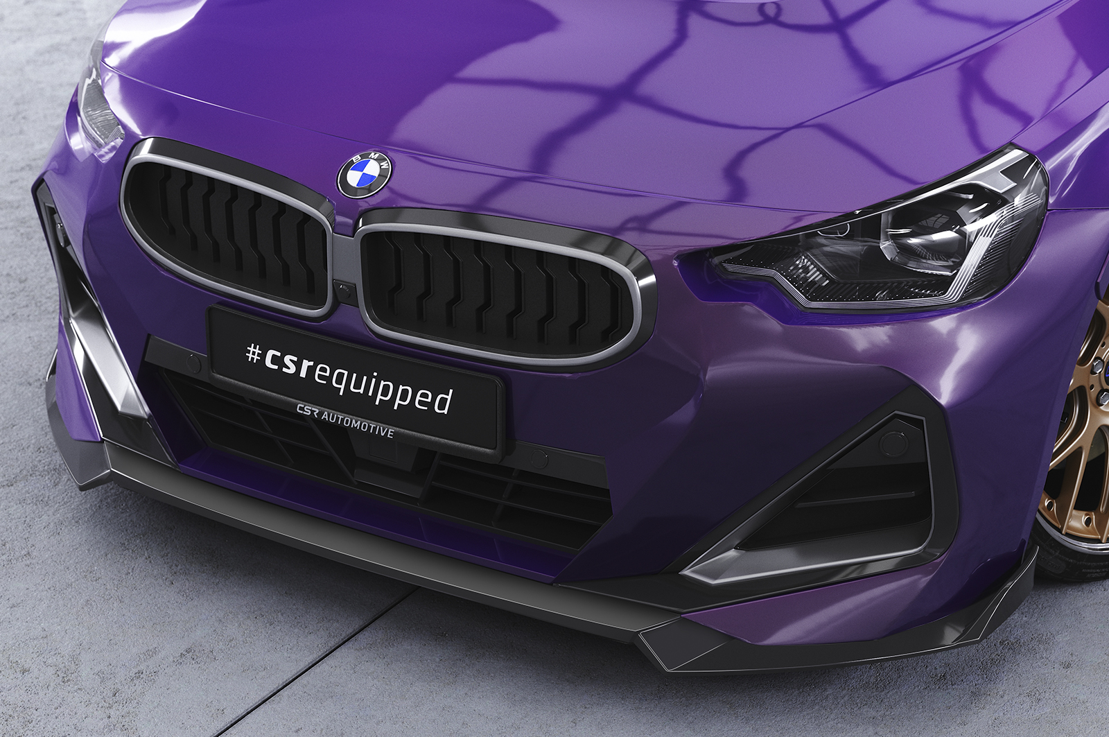 Voorspoiler passend voor BMW 2 Serie M Pakket / M240i G42 CSR Glans Zwart