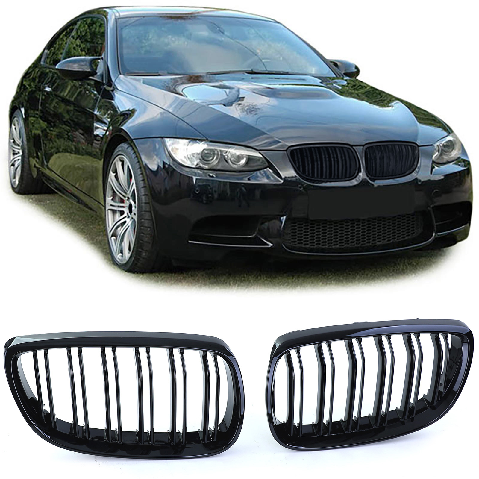 Grill Nieren BMW E92, E93 06-10 Glans Zwart
