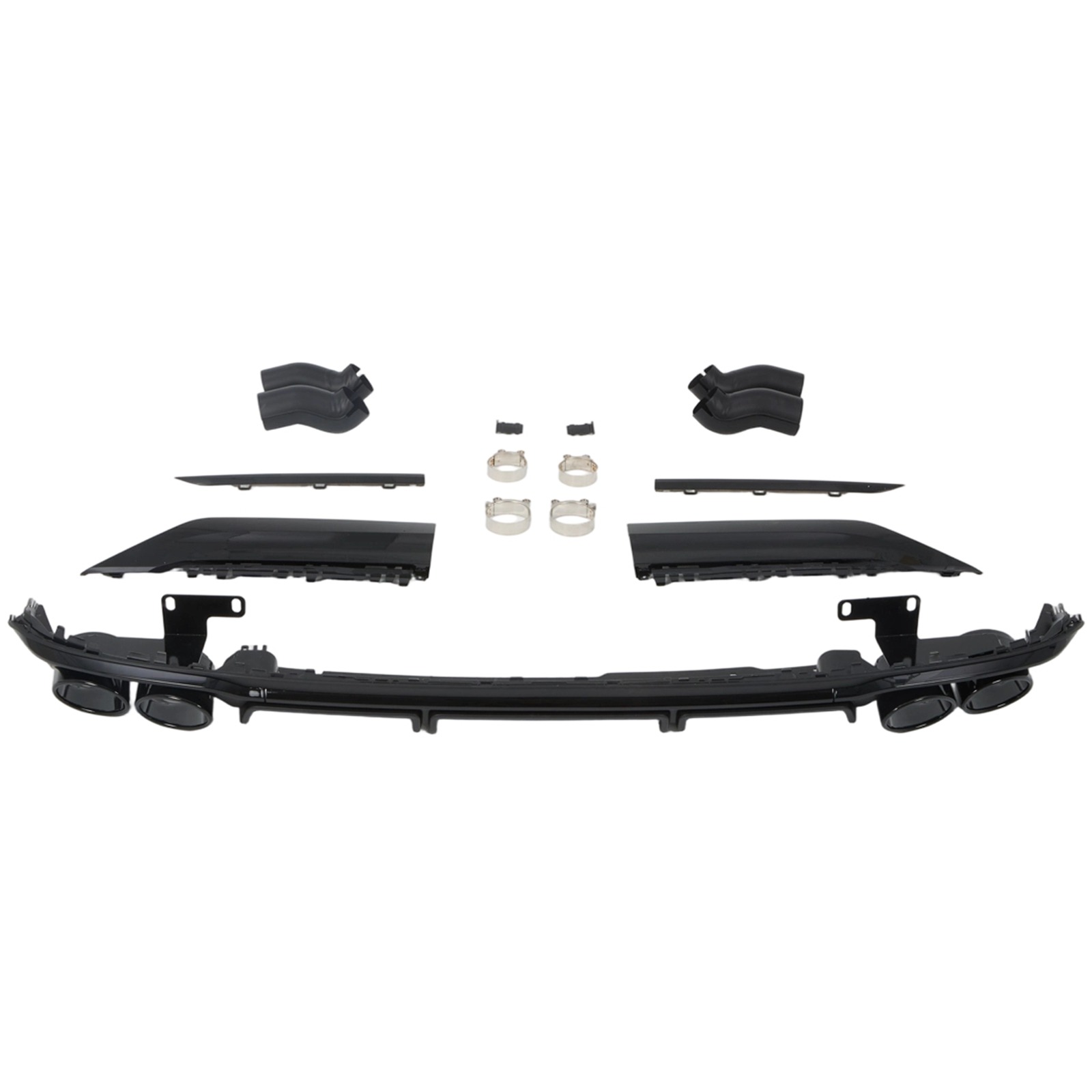 Diffuser passend voor Audi A8 (D5) S8 Look glans zwart incl. Sierstukken