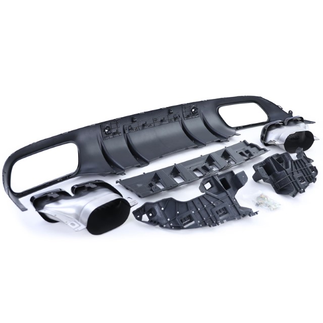 Diffuser passend voor Mercedes C205 A205 Coupe / Cabrio 15-19 C63 Design Zwart