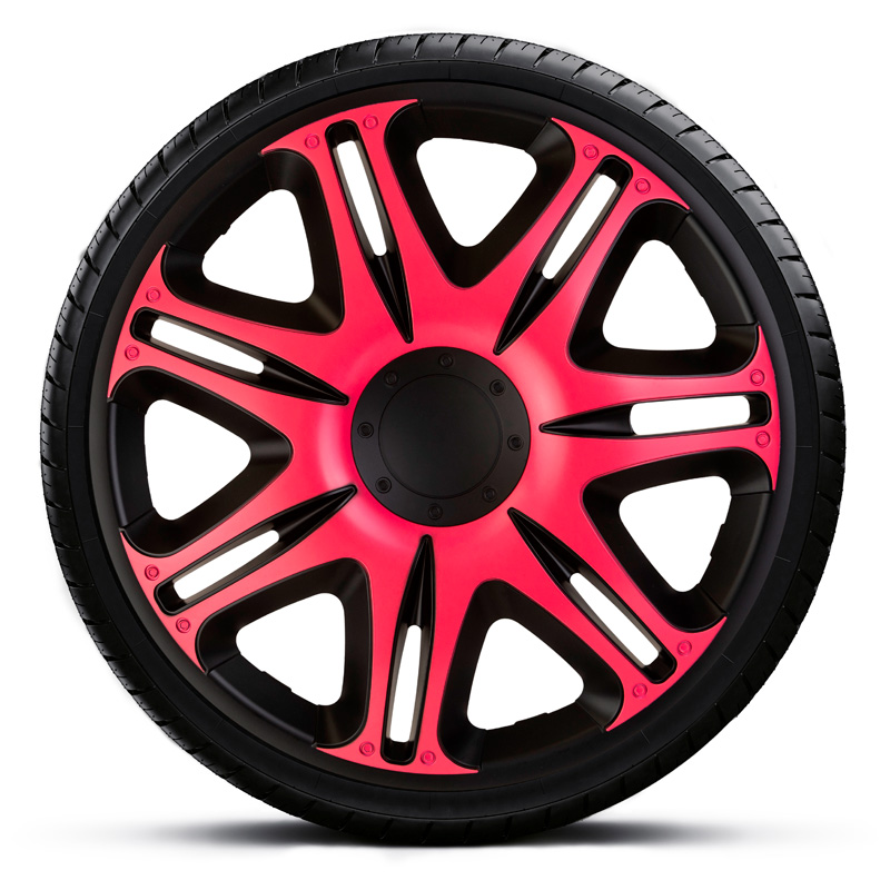 J-Tec 4-Delige Wieldoppenset Nascar 14-inch zwart/roze