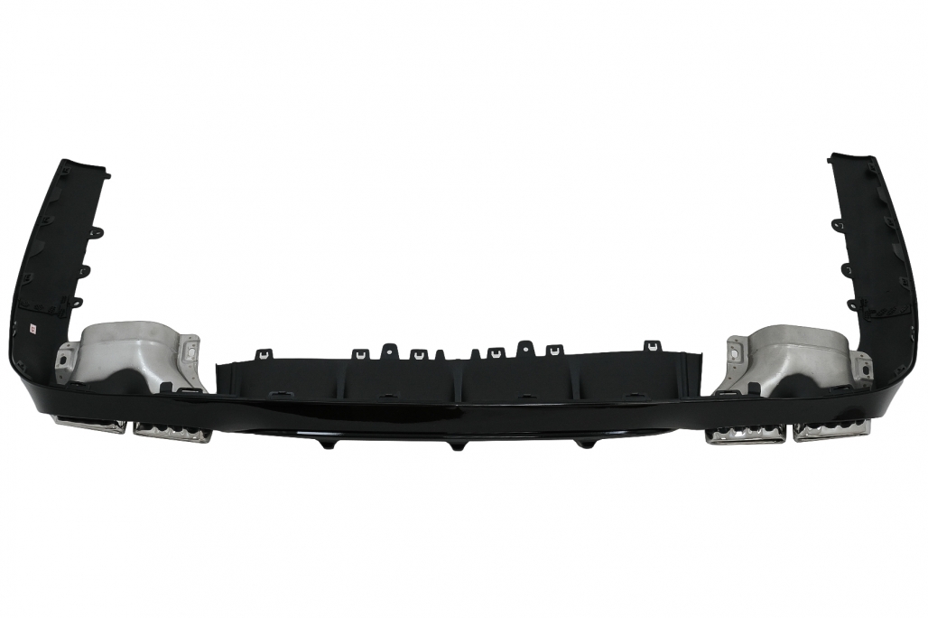 Diffuser E63 Look Mercedes E-Class C238 Coupe Cabrio (2016-..) Piano Black Met Zilveren Sierstukken