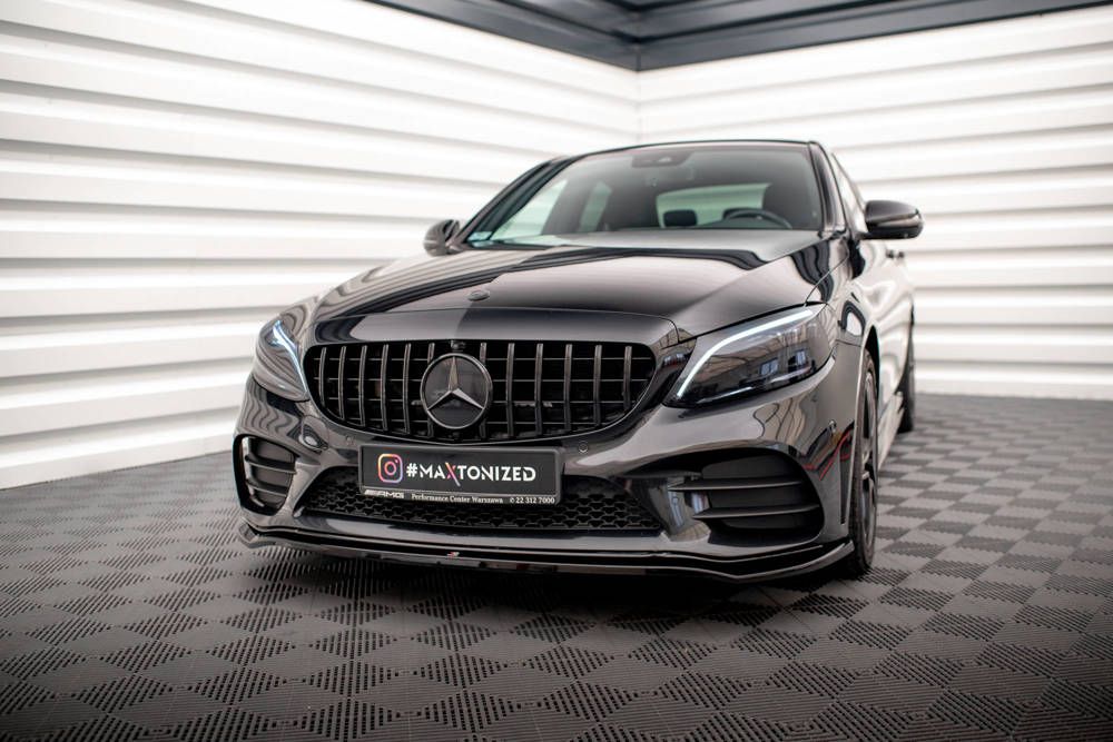 Voorspoiler V.1 Mercedes C Klasse AMG Line & C43 AMG W205 / C205 Facelift Maxton Glans Zwart