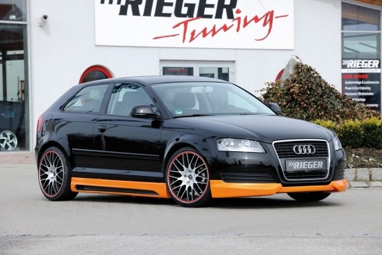 Zijskirts passend voor Audi A3 8P ABS Carbon look 08- Cabrio