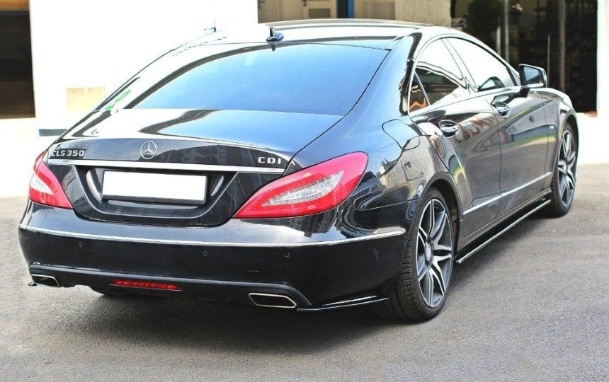 Zijskirts passend voor Mercedes CLS W218 Maxton Design glans zwart