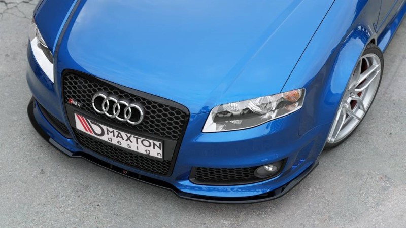 Voorspoiler passend voor Audi RS4 B7 V.2 Glanzend Zwart