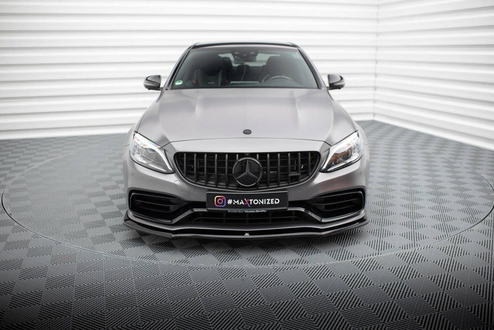 Voorspoiler V.1 Mercedes AMG C63 Sedan / Estate FL Maxton Glans Zwart