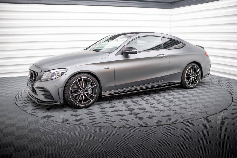 Zijskirts passend voor Mercedes C43 W205 Coupe FL Maxton Glans Zwart