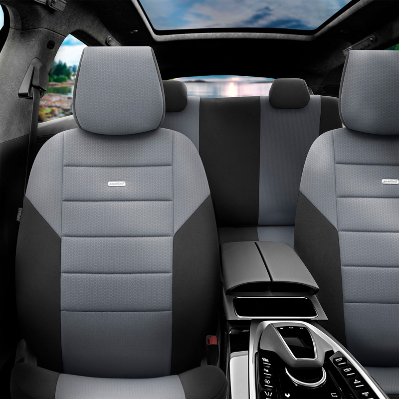 otoM Universele Stoffen Stoelhoezenset 'SelectedFit One' Zwart/Grijs - 10-delig - geschikt voor Side-Airbags
