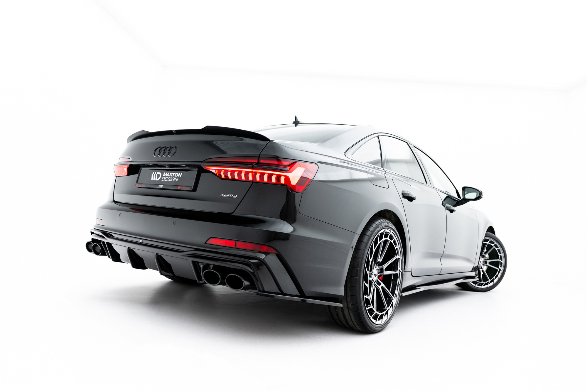 Diffuser passend voor Audi A6 C8 S-Line Maxton Glans Zwart Zwarte Sierstukken