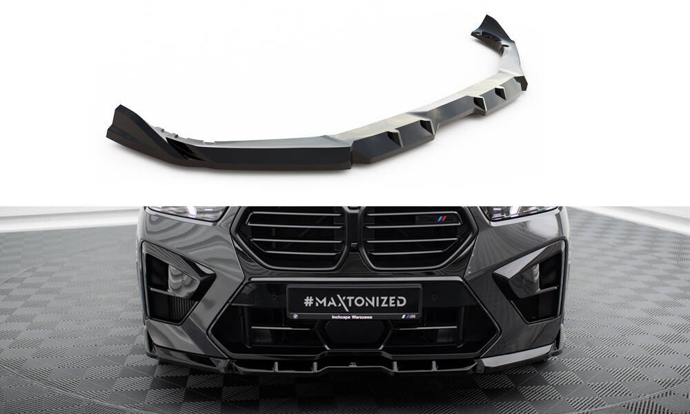 Voorspoiler passend voor BMW X5M F95 Facelift Maxton Glans Zwart
