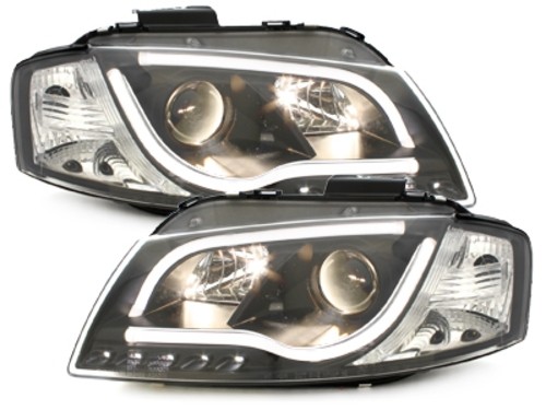Koplampen passend voor Audi A3 8P 03-08 Tube Light LED Zwart