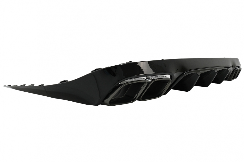Diffuser passend voor Mercedes E-Class C238 Coupe Cabrio (2016-2019) E63 Look Piano Black Met Sierstukken