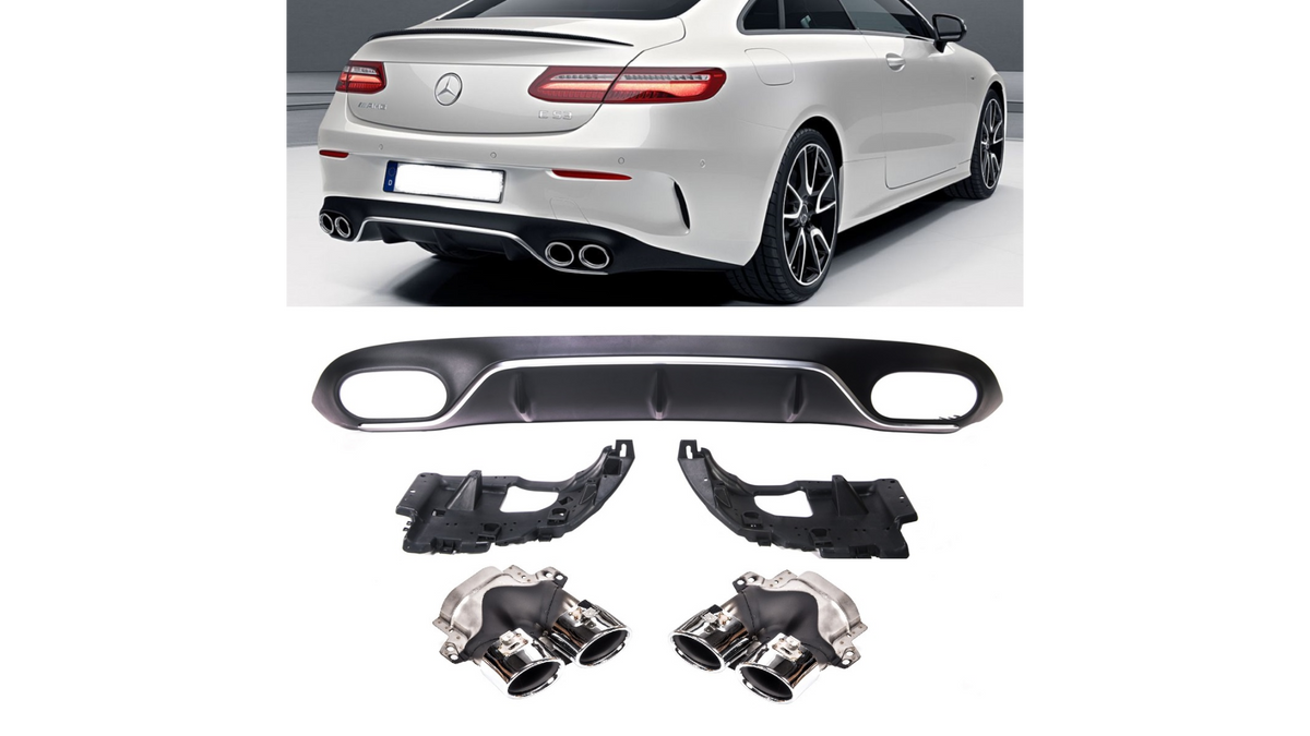 Diffuser passend voor Mercedes E-Class C238 Coupe (2016-..) Black/Chroom Met Sierstukken