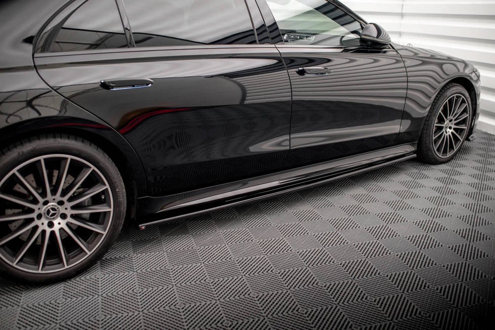 Zijskirts passend voor Mercedes S Klasse Lang W223 AMG Pakket Maxton Glans Zwart