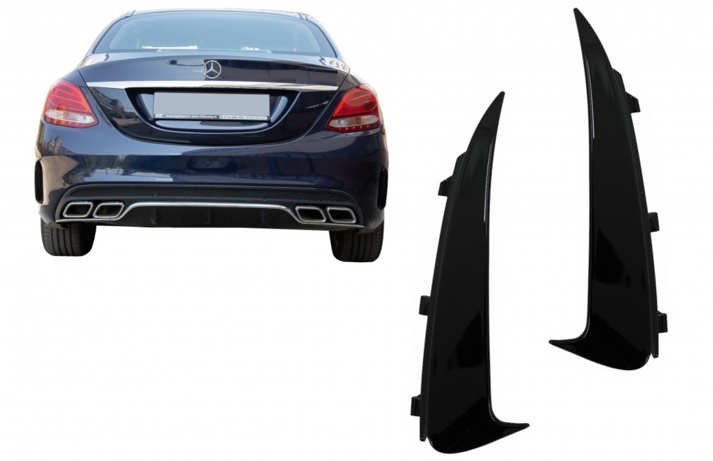 Diffuser Achterbumper passend voor Mercedes C-Klasse W205 AMG Glans Zwart
