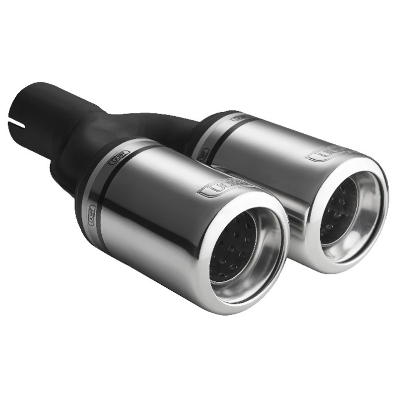 Ulter Sport Uitlaatsierstuk - Dubbel Rond Ø80mm Type 2  - Lengte 200mm - Montage ->50mm - RVS