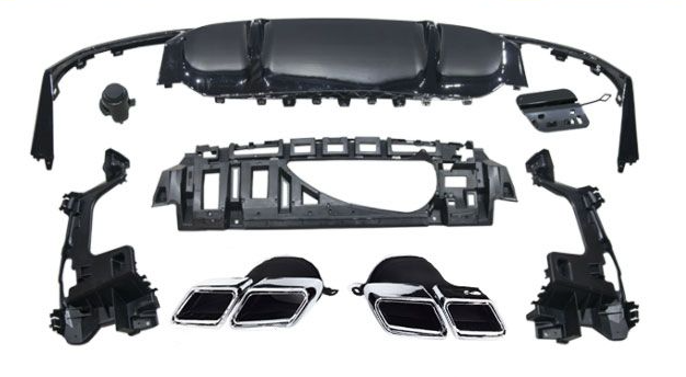 Diffuser passend voor Mercedes E-Class W213 AMG Line (2020-..) E63 Design Chroom Edition