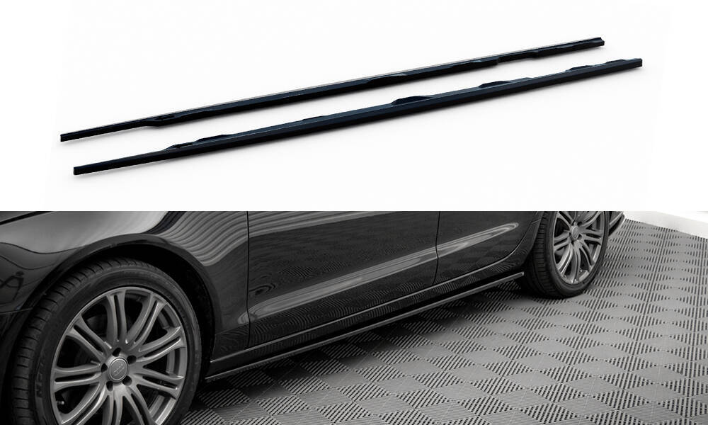 Zijskirts passend voor Audi A6 Avant C7 Maxton Glans Zwart