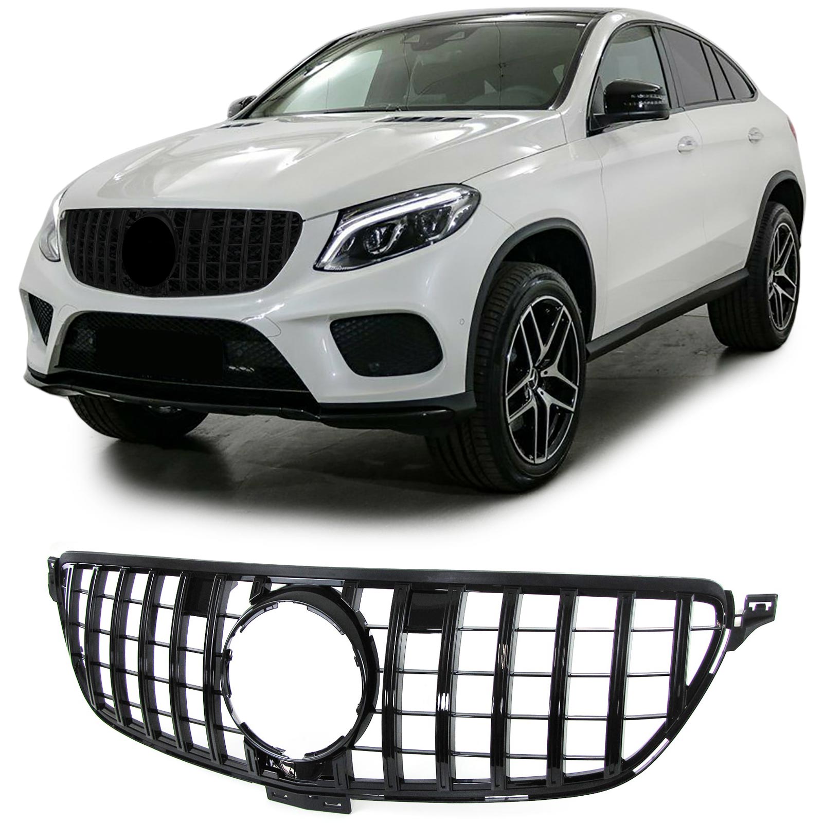 Grill passend voor Mercedes GLE Coupe C292 (15-19) GT-R Panamericana Design Zwart