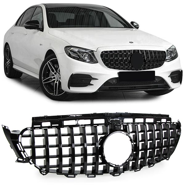 Grill passend voor Mercedes Benz E-Class W213 S213 C238 (2016+) Zwart met 360 Camera