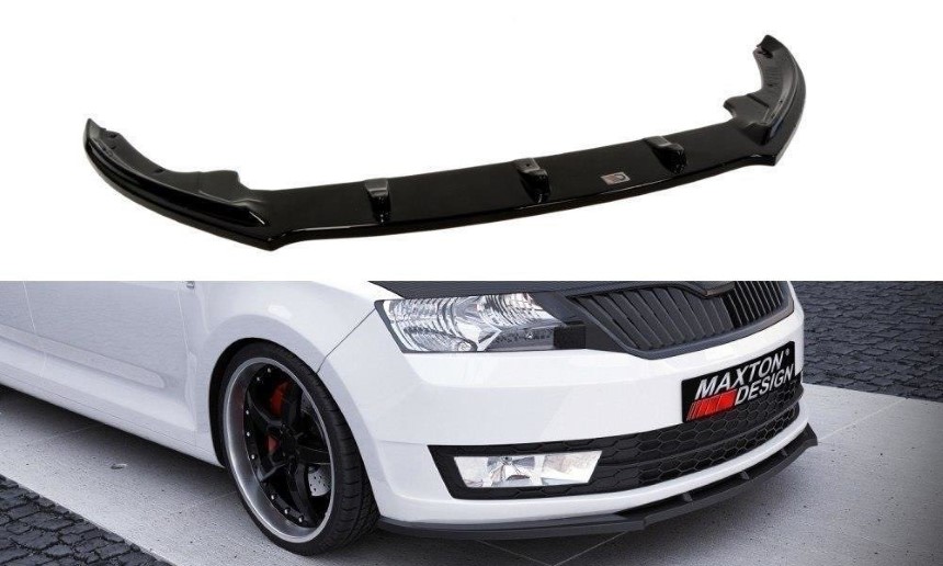 Voorspoiler passend voor Skoda Rapid Maxton Design glans zwart V.1