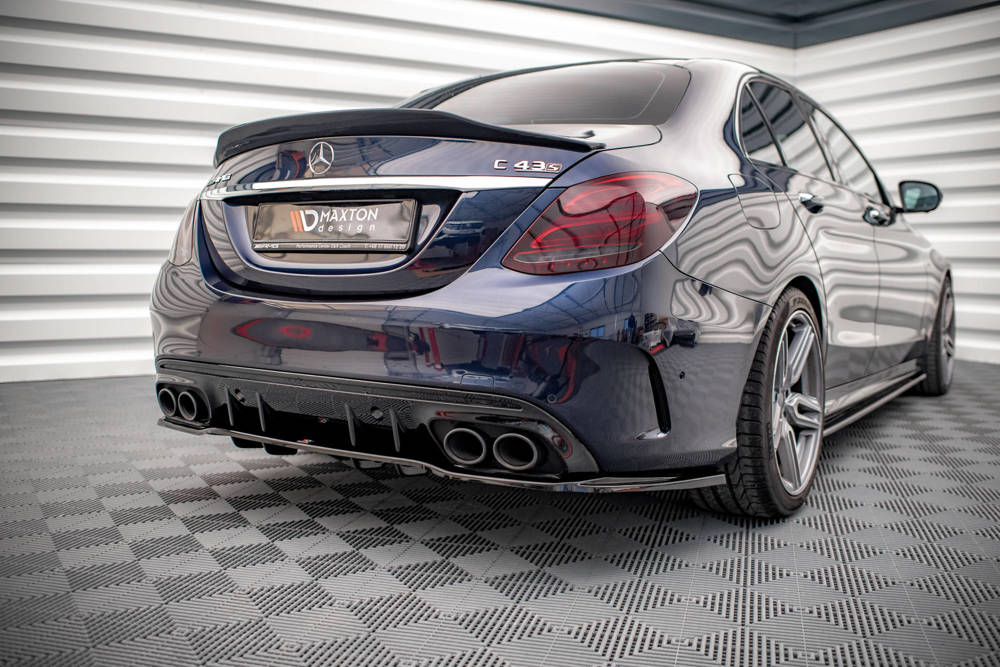 Diffuser passend voor Mercedes C43 AMG W205 Facelift Maxton Glans Zwart