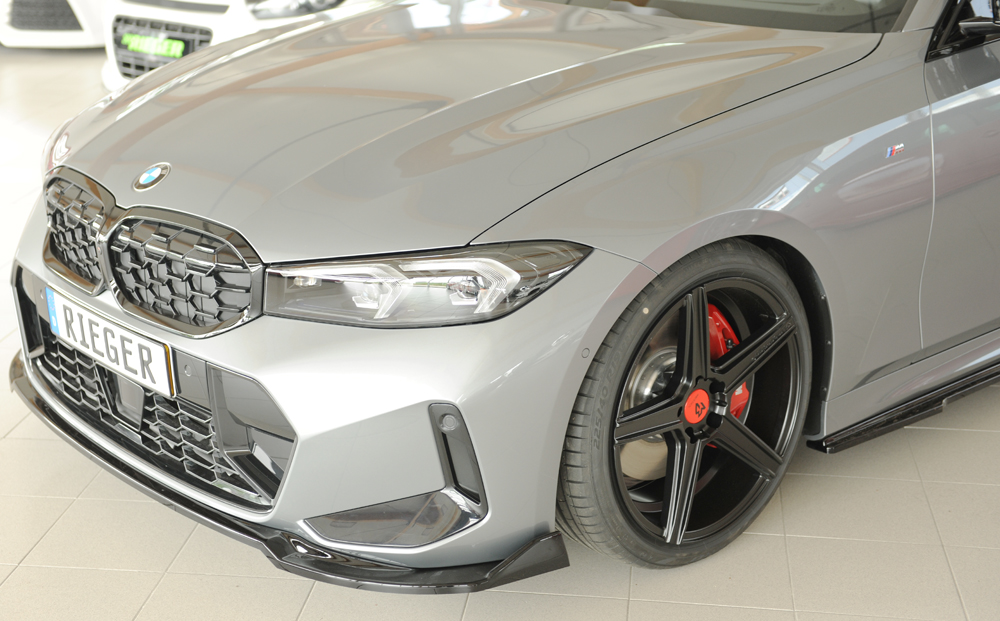Voorspoiler passend voor BMW 3 Serie M Pakket G20 G21 FL Rieger Glans Zwart