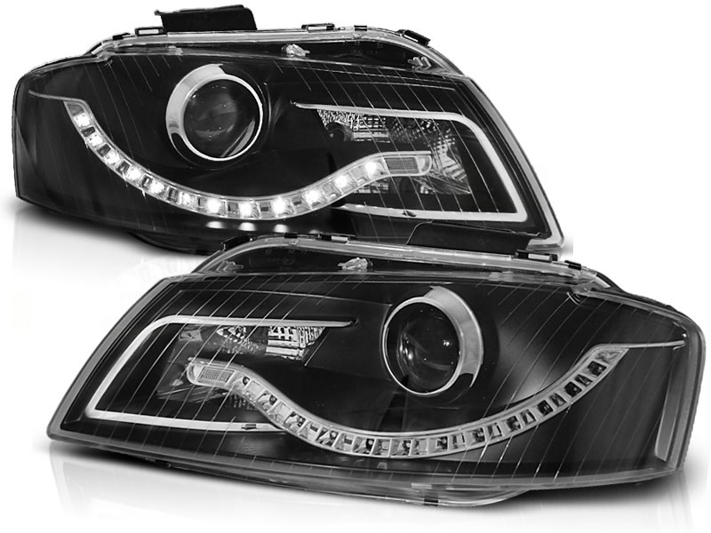 Koplampen passend voor Audi A3 8P LED Devil Eyes real daylight 03-08 zwart