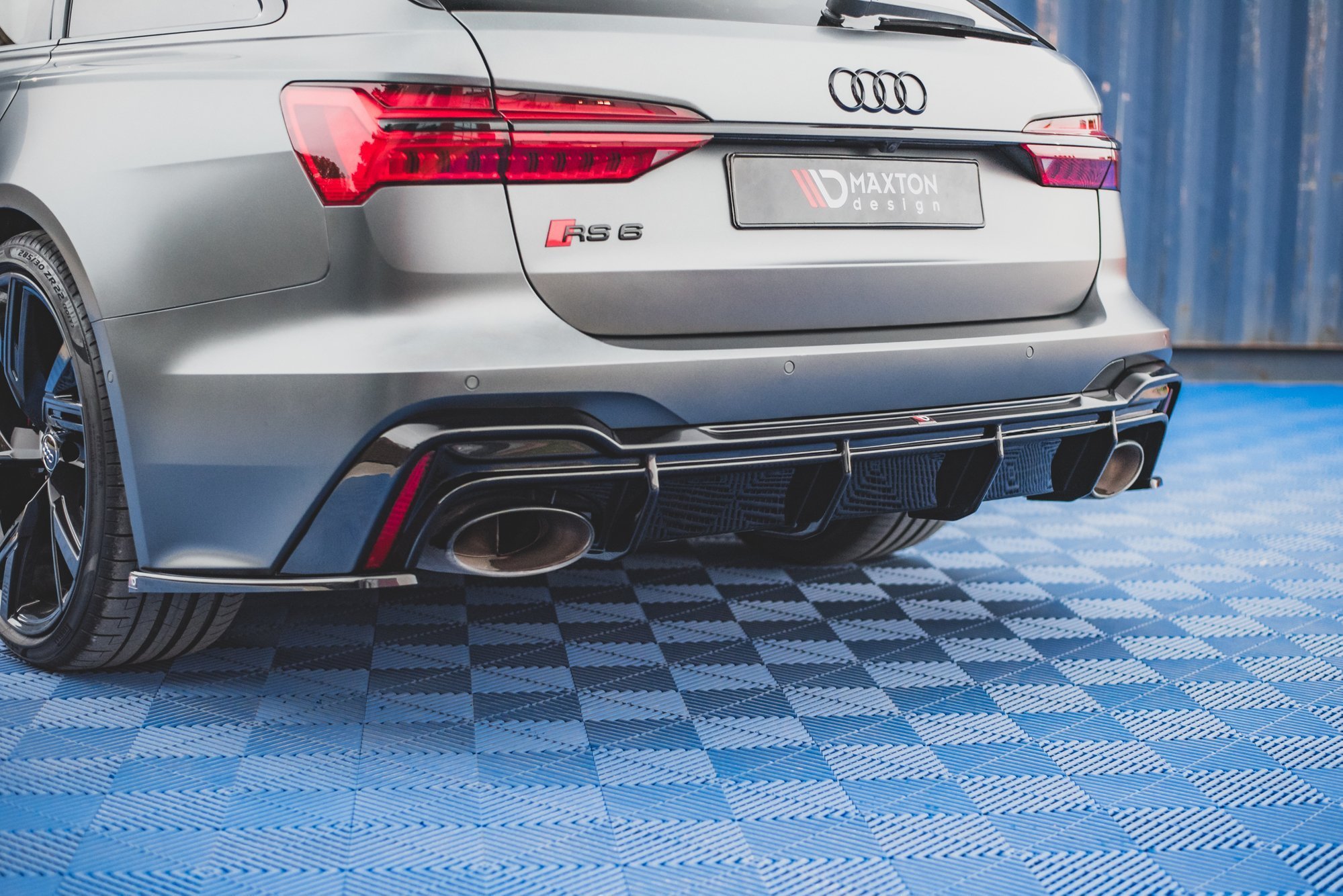 Achter Diffuser passend voor Audi RS6 C8 Maxton Glanzend zwart