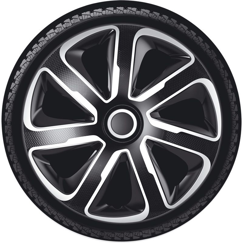 4-Delige Wieldoppenset Livorno 13-inch zilver/zwart carbon-look