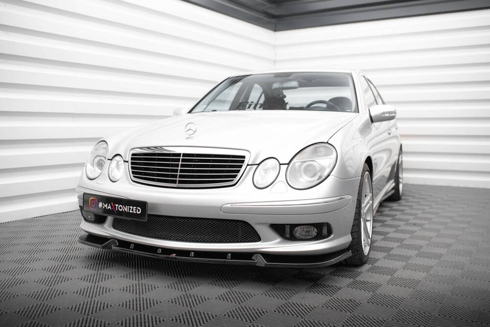 Voorspoiler passend voor Mercedes E55 AMG W211 Maxton Glans Zwart